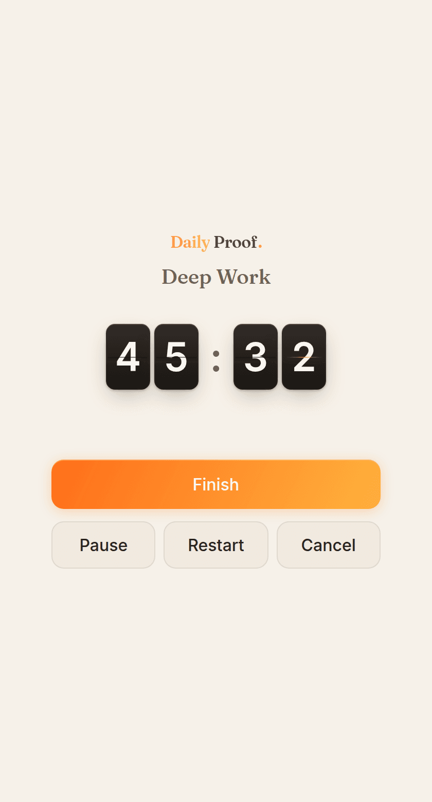 The Daily Proof focus timer during a session