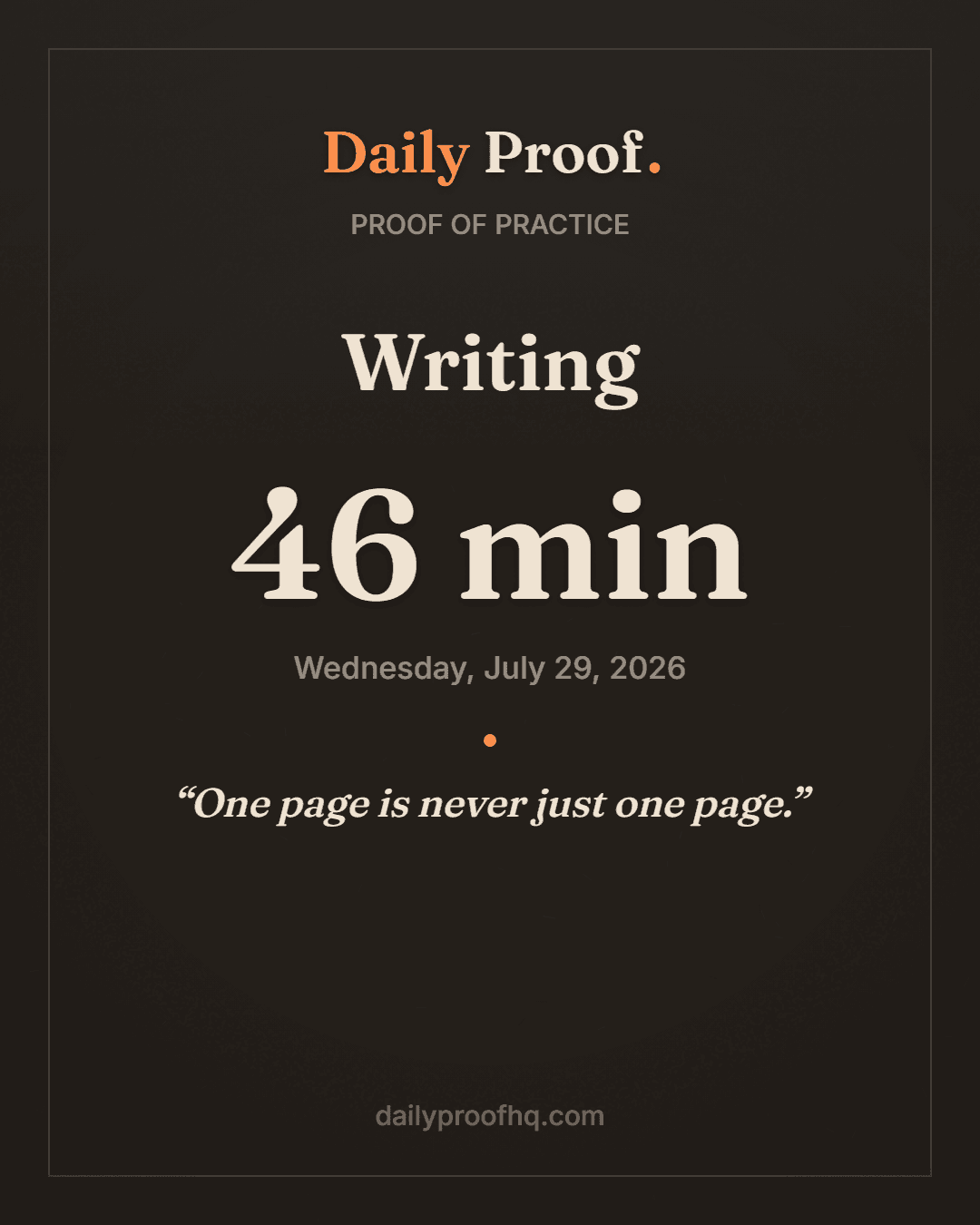 A real Daily Proof share card, generated from an actual session