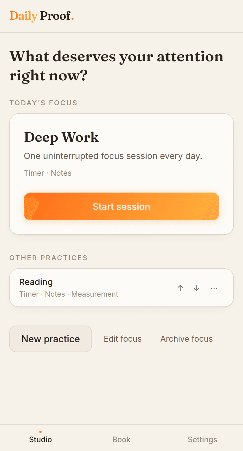 The Daily Proof Studio with today's focus